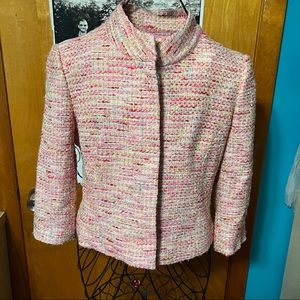 Lilly Pulitzer madeline Jacket hibiscus pink button up white tag tweed size 4